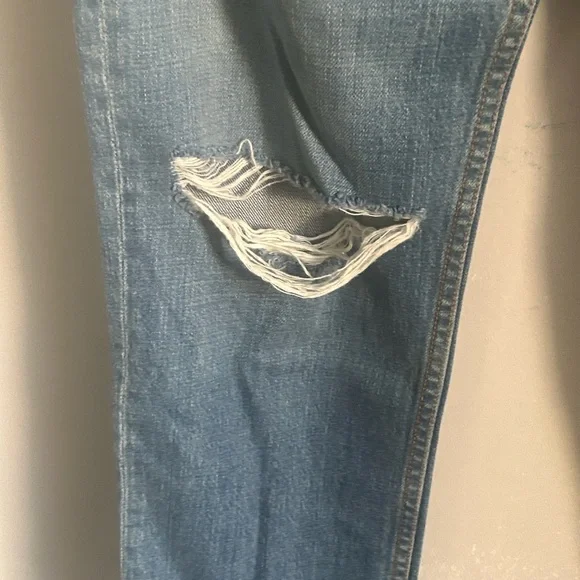 New GRLFRND The Helena Straight Leg Medium Wash Blue Distressed Ankle Denim Jean - Picture 4 of 11